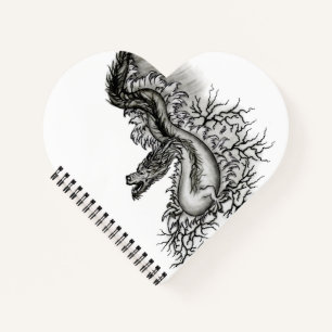 Carnet Chine Dragon, noir et blanc Design en Tattoostyl