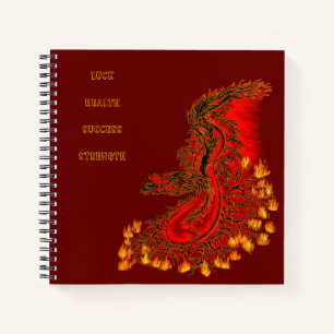 Carnet Chine Dragon rouge et or design