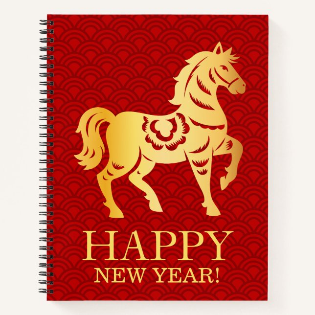 Carnet Chinese Lunar New year of the Horse 2026 Red Gold (Devant)