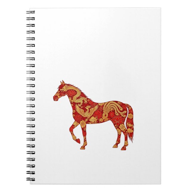 Carnet Chinese New Year Horse with Dragon Phoenix  (Devant)