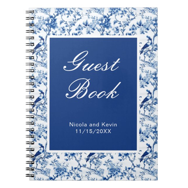 Carnet Chinoiserie Blue Birds and Flowers Mariage (Devant)