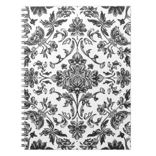 Carnet Chinoiserie florale aquarelle noir et blanc
