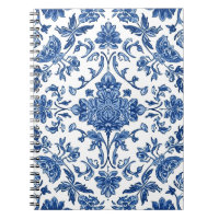 Chinoiserie florale bleue aquarelle blanche