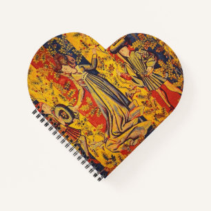 Carnet Chinoiserie médiévale italienne rouge jaune