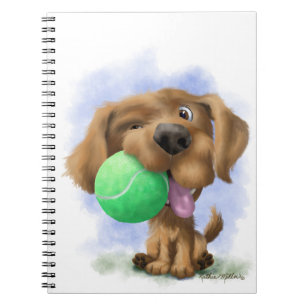 Carnet Chiot adorable avec balle de tennis dessin animé
