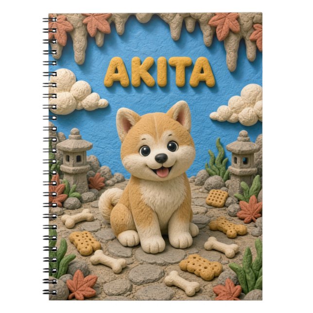 Carnet Chiot Akita Mignon, Bébé Chien (Devant)