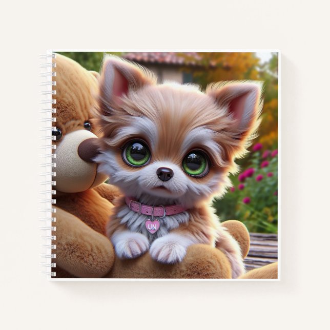 Carnet Chiot avec ours en peluche, par Natasha Us  (Devant)
