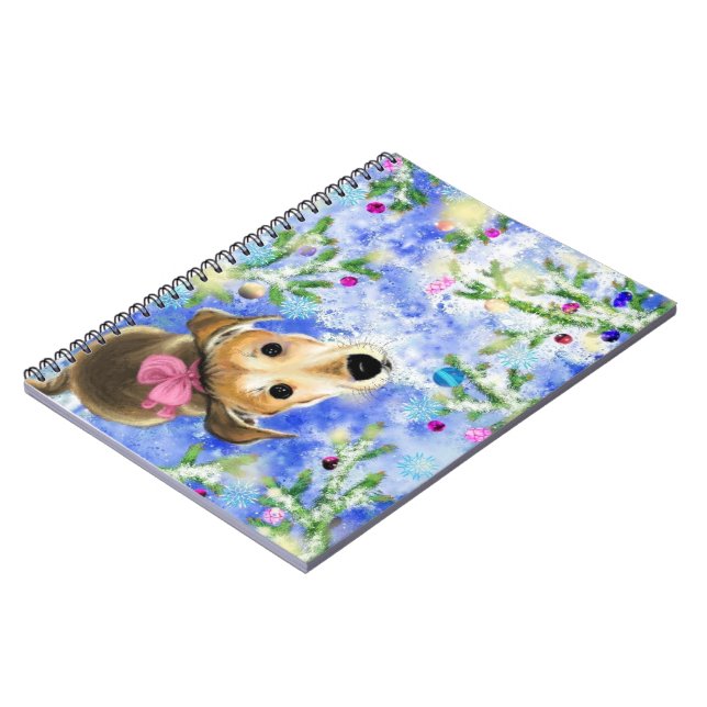 Carnet Chiot avec ruban rose - Mignon (Côté gauche)