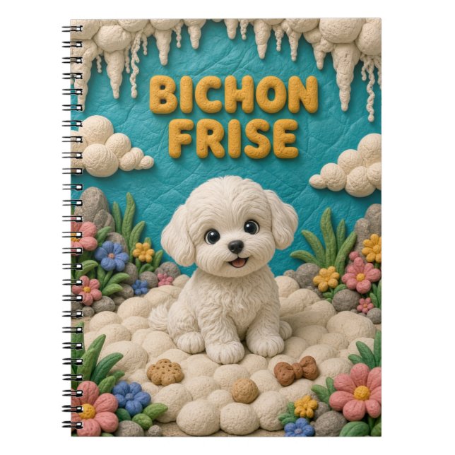 Carnet Chiot Bichon Frise Mignon, Chien Bébé (Devant)