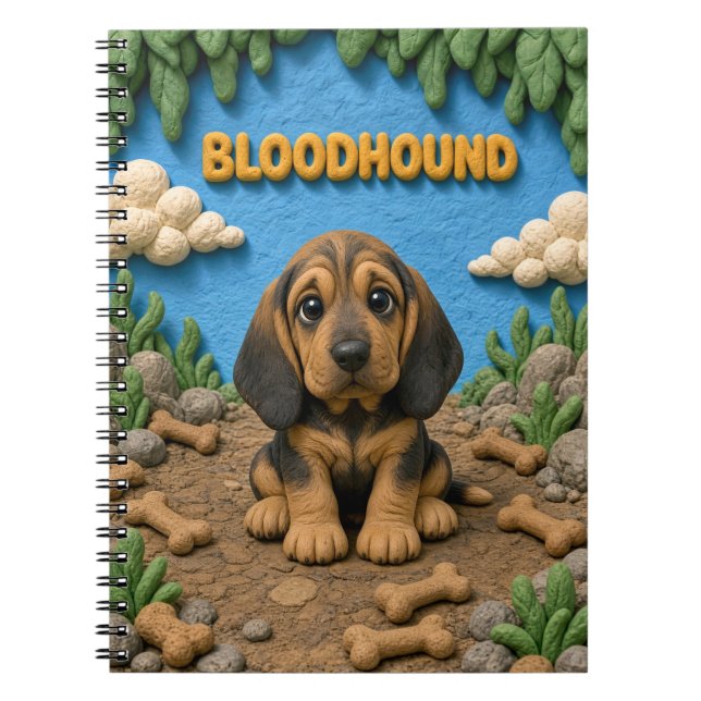 Carnet Chiot Bloodhound Mignon, Bébé Chien (Devant)