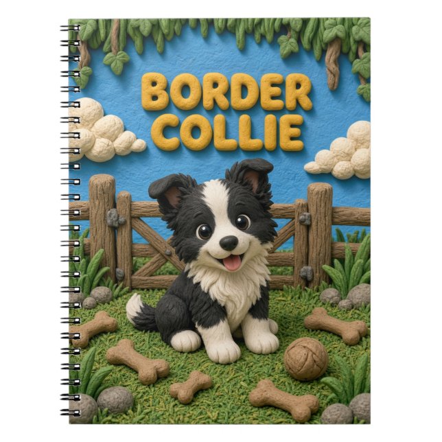 Carnet Chiot Border Collie Mignon, Bébé Chien (Devant)