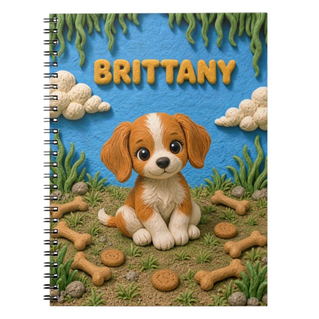 Carnet Chiot Brittany Spaniel Mignon, Bébé Chien (Devant)