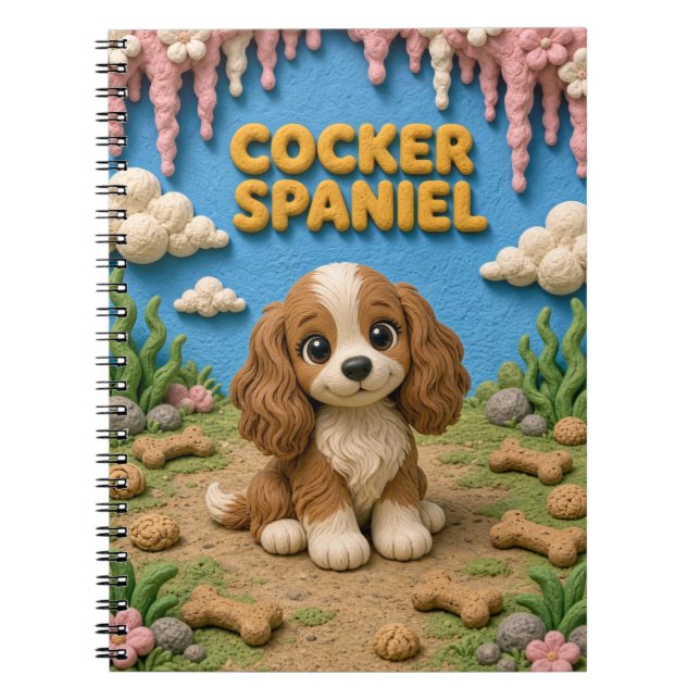 Carnet Chiot Cocker Spaniel Mignon, Bébé Chien (Devant)