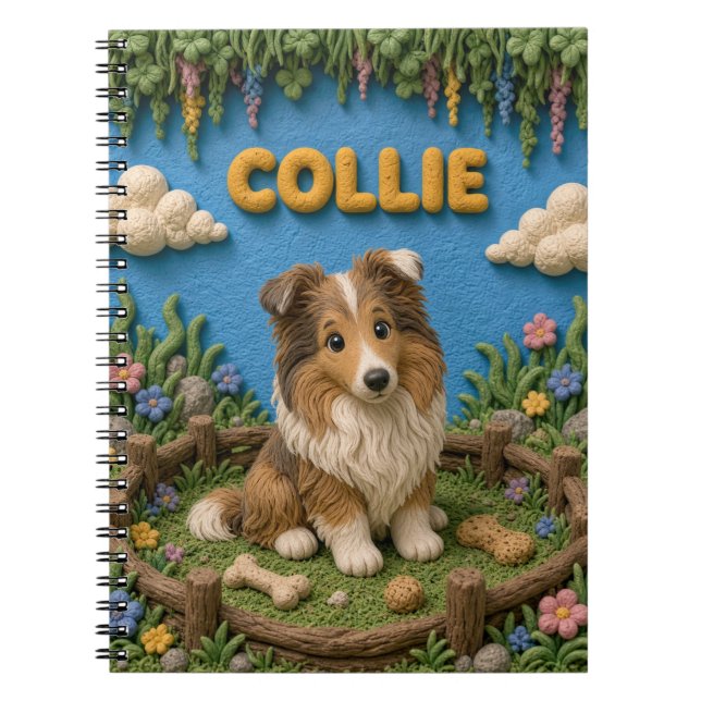 Carnet Chiot Colley Mignon, Bébé Chien (Devant)