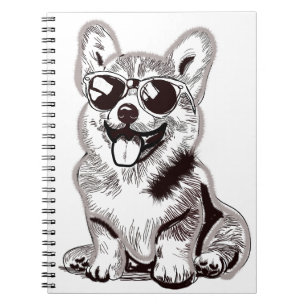 Carnet Chiot Corgi personnalisé avec lunettes de soleil  