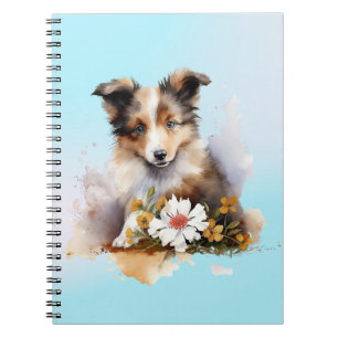 Carnet Chiot de berger des Shetland animal peinture à l'a