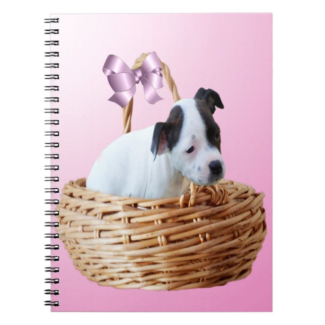 Carnet Chiot Du Staffordshire Dans Un Panier, (Devant)