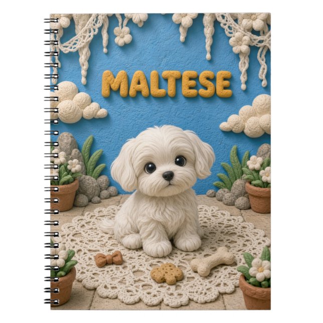 Carnet Chiot MAltese Mignon, Bébé Chien (Devant)