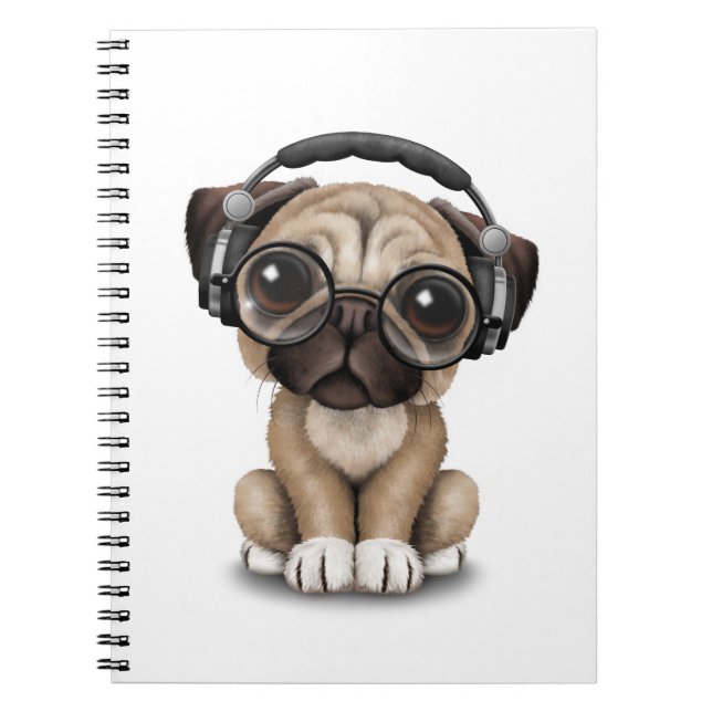 Carnet Chiot mignon personnalisable DJ de carlin avec des (Devant)