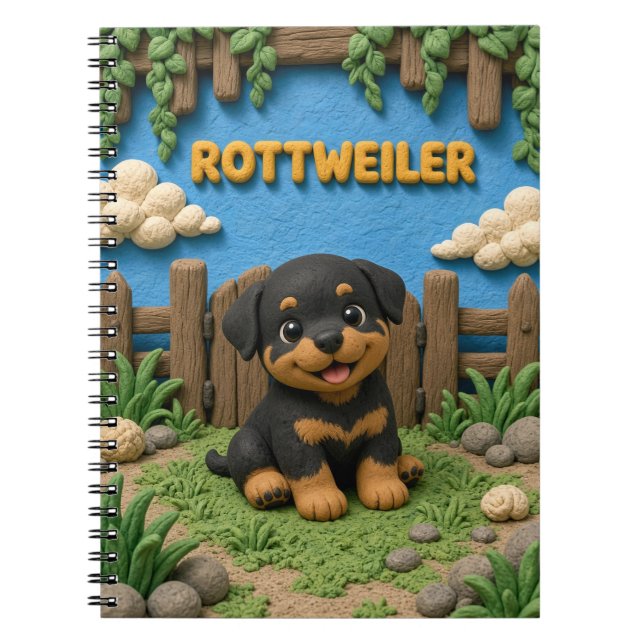 Carnet Chiot Rottweiler Mignon, Bébé Chien (Devant)