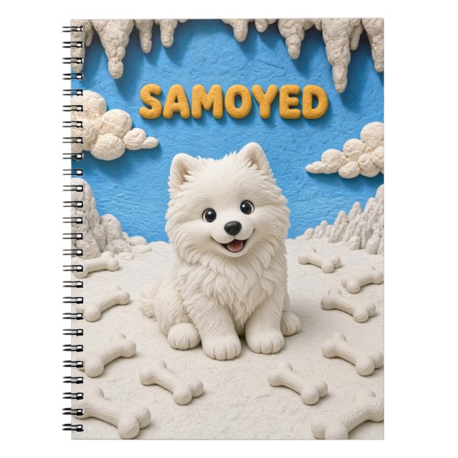 Carnet Chiot Samoyède Mignon, Bébé Chien (Devant)