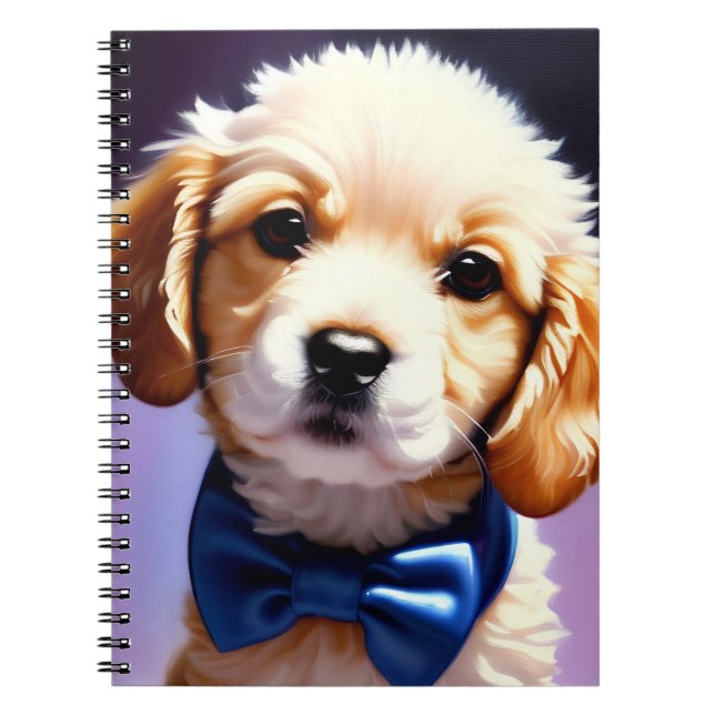 Carnet Chiot souple adorable avec jolie Cravate de Bow bl (Devant)