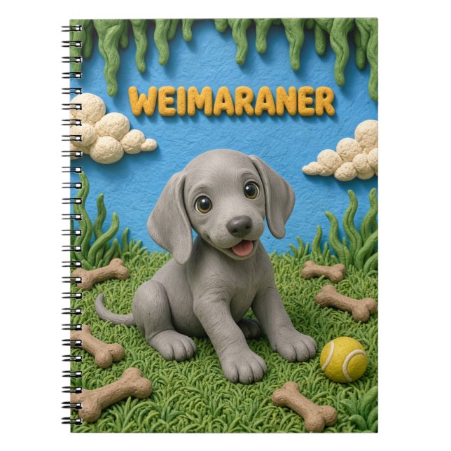 Carnet Chiot Weimaraner Mignon, Bébé Chien (Devant)