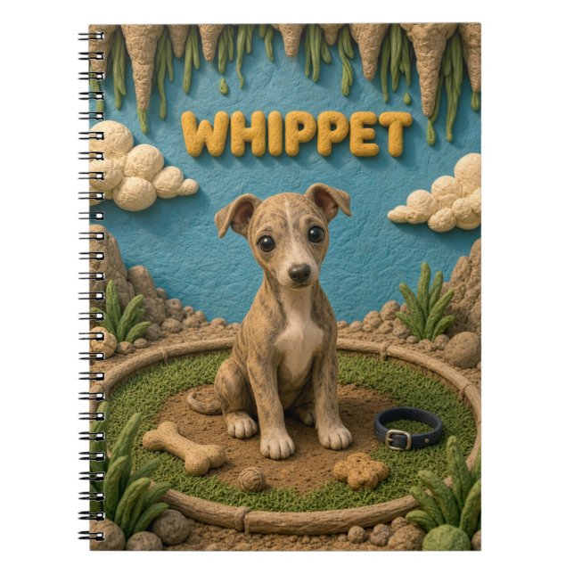 Carnet Chiot Whippet Mignon, Bébé Chien (Devant)