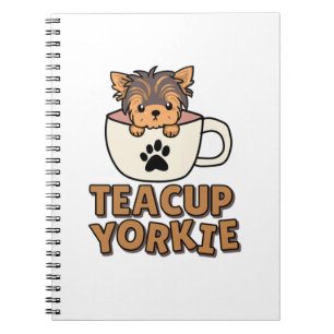 Carnet chiot Yorkie en tasse à thé