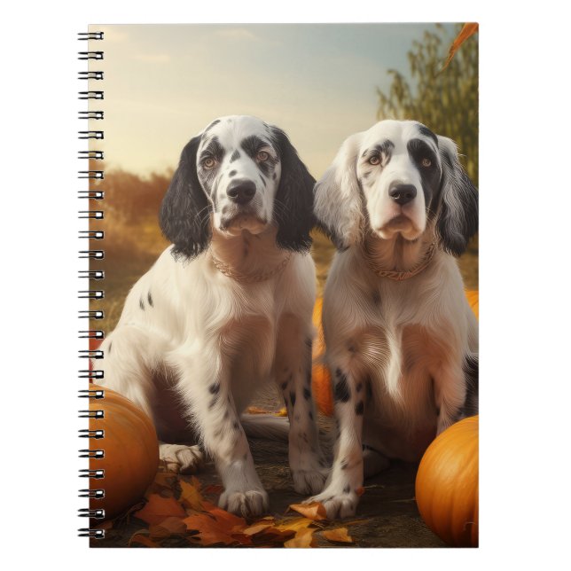Carnet Chiote Setter Anglais Délice d'Automne Citrouille  (Devant)