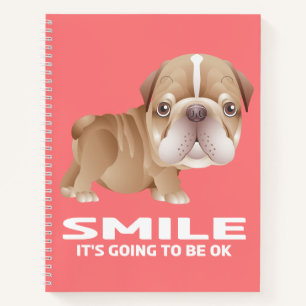 Carnet Chiots Bulldog Cartoon Rose Mignon
