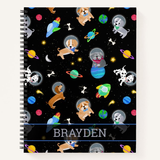 Carnet Chiots Dans L'espace Aquarelle Chiens Astronautes (Devant)