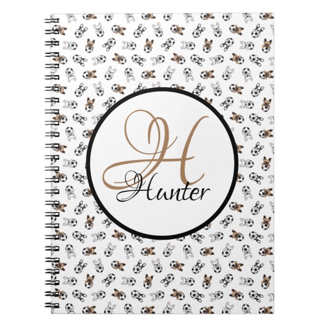 Carnet Chiots de football sportif Monogramme (Devant)