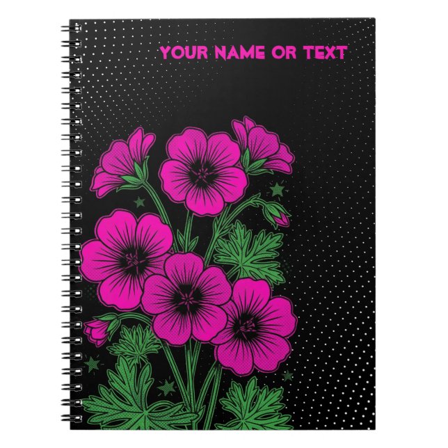 Carnet Choc botanique : Le Cranesbill Magenta PopArt (Devant)