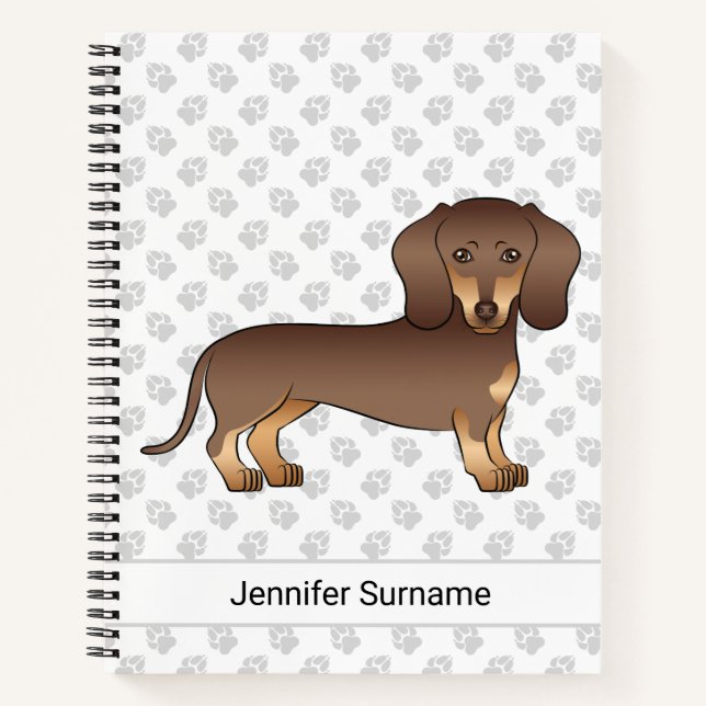 Carnet Chocolat Et Brun Clair Dachshund À Poils Courts &  (Devant)