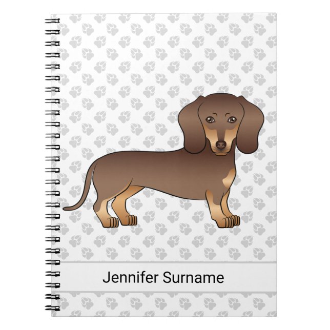 Carnet Chocolat Et Brun Clair Dachshund À Poils Courts &  (Devant)