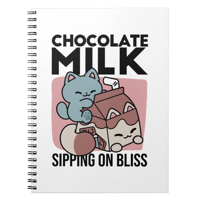 Carnet Chocolat Lait Kawaii Chat – Boisson Confort et Mig (Devant)