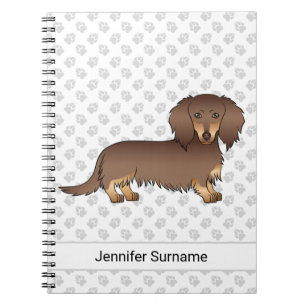Carnet Chocolat & Tan Poil Long Chien Teckel & Texte