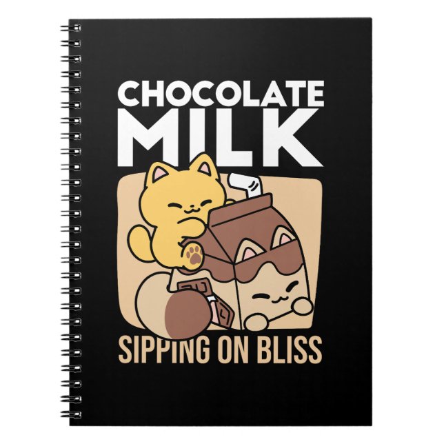 Carnet Chocolate Milk Sipping on Bliss – Kawaii Cat Food  (Devant)