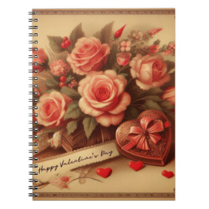 Carnet Chocolats et fleurs de la Saint-Valentin vintage
