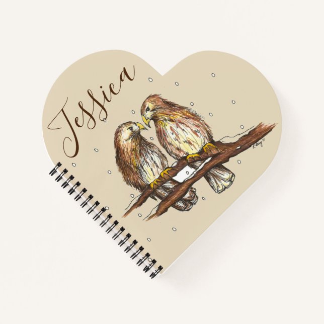 Carnet Chouette à queue rouge personnalisée Aimant Oiseau (Devant)