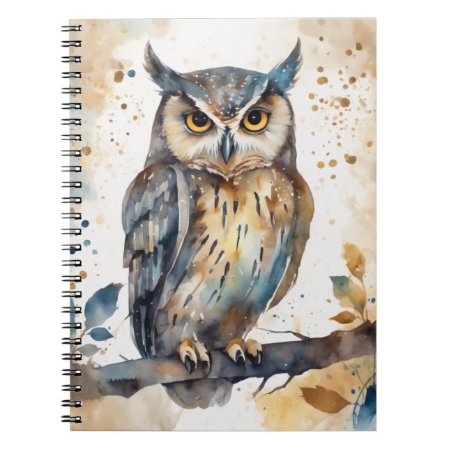 Carnet Chouette aquarelle (Devant)