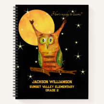 Chouette Aquarelle Style Nom de l'école Année