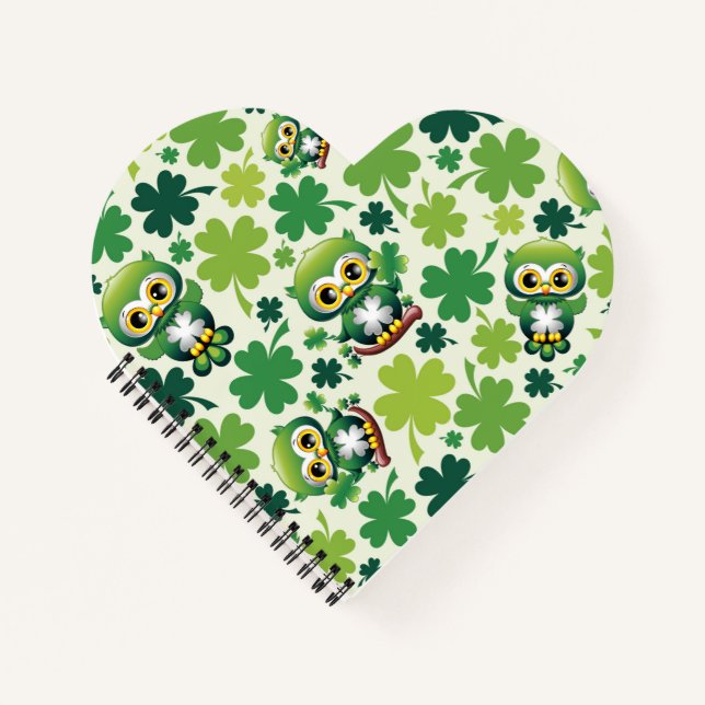 Carnet Chouette bébé mignon St Patrick dessin animé (Devant)
