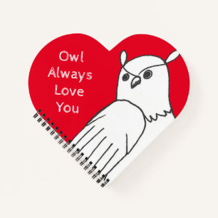 Carnet Chouette blanche romantique de Saint-Valentin