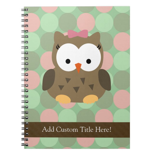 Carnet Chouette Brown mignonne avec bow rose (Devant)