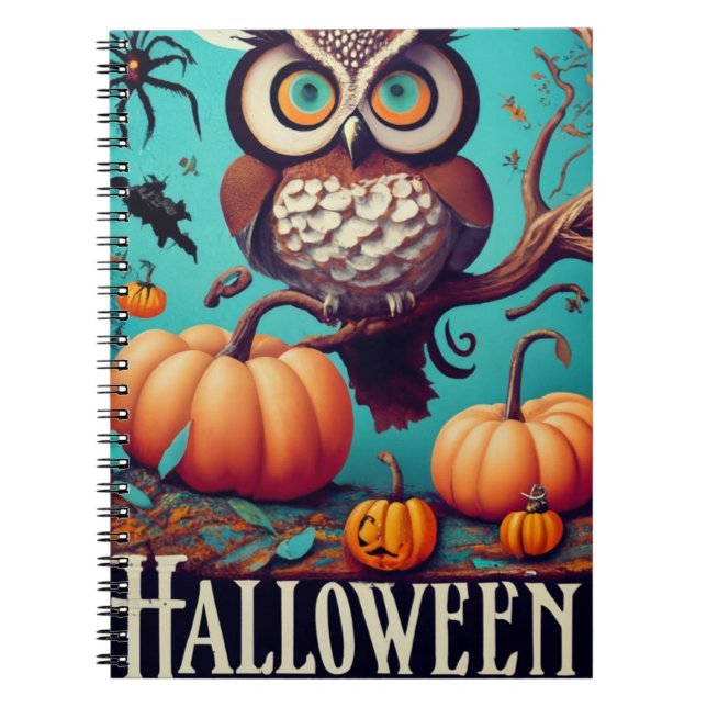 Carnet Chouette d'allure automnale et Halloween Citrouill (Devant)