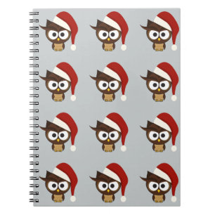 Carnet Chouette en colère portant le chapeau de Santa