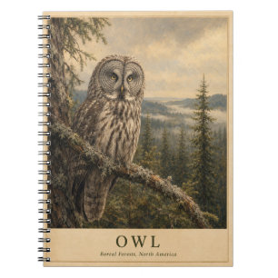 Carnet Chouette Forêt Boréale VINTAGE