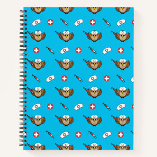 Carnet Chouette infirmière mignonne avec dessin à la seri